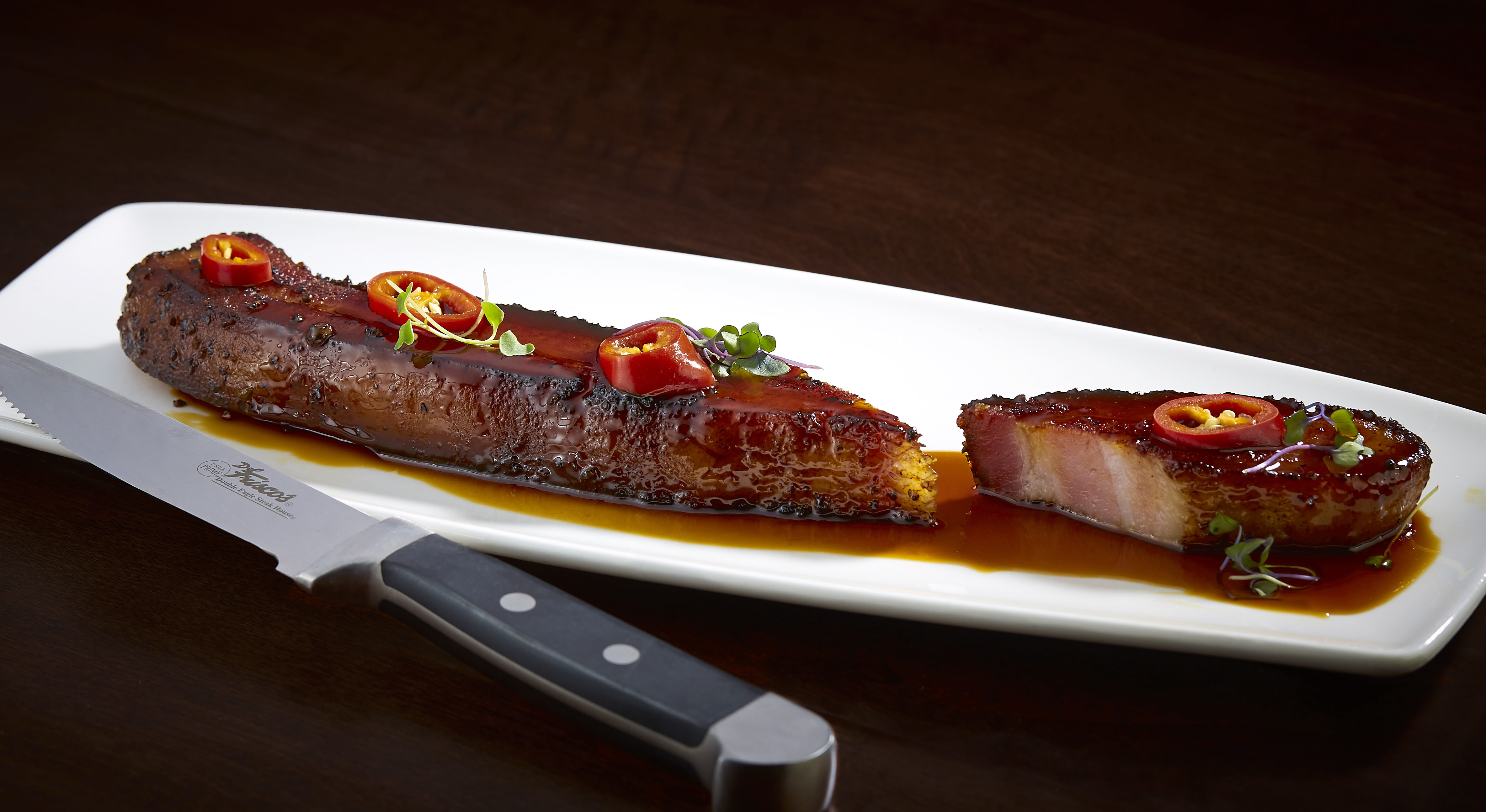 Del Frisco's Thick Cut Bacon Au Poivre (cut)